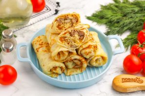 Блины с курицей и сыром - фото шаг 9