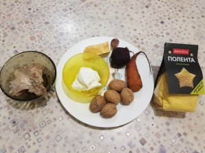 Овощной салат с полентой "Bravolli" и мясом кролика - фото шаг 1