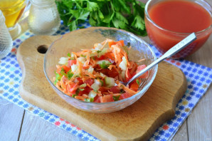 Перец фаршированный овощами в томатном соке - фото шаг 3