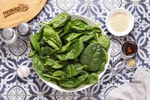 Корейская закуска из шпината - фото шаг 1