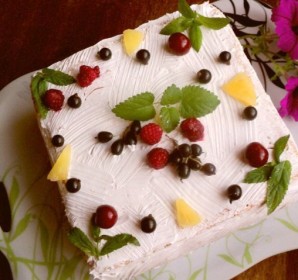Торт с кусочками фруктов - фото шаг 5