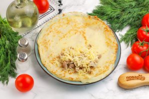 Блины с курицей и сыром - фото шаг 8