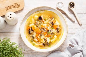 Постный грибной суп из замороженных грибов - фото шаг 11