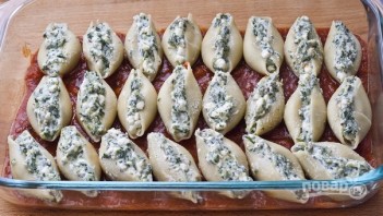 Фаршированные макароны "Ракушки" с сыром и шпинатом - фото шаг 3