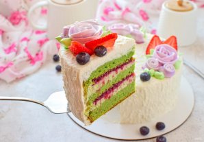 Фисташковый торт с малиной - фото шаг 16