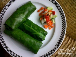 Вегетарианские рулетики из листовой капусты - фото шаг 5
