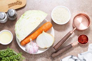Тушеная капуста с рисом - фото шаг 1