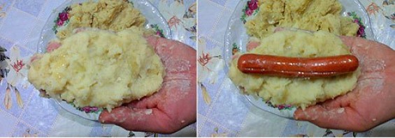 Картофельные зразы с сосиской - фото шаг 5