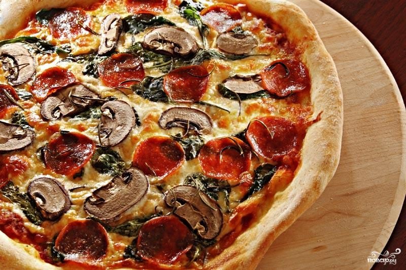 Рецепт Пицца с салями и грибами