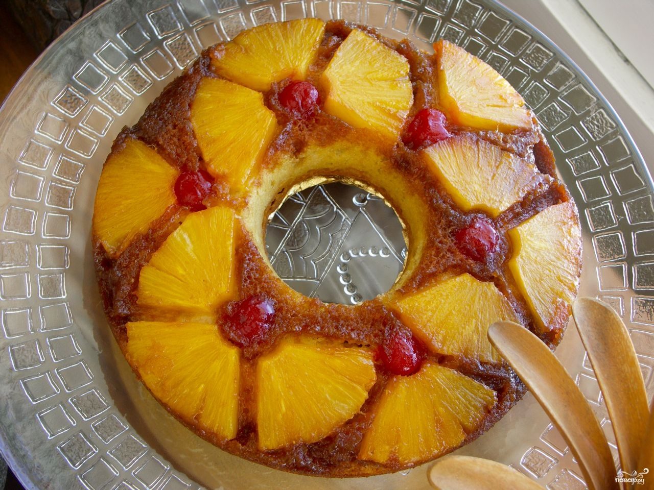 Рецепт Перевернутый ананасовый пирог