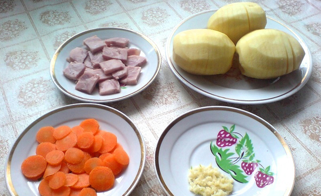 Рецепт Картошка с ветчиной в духовке