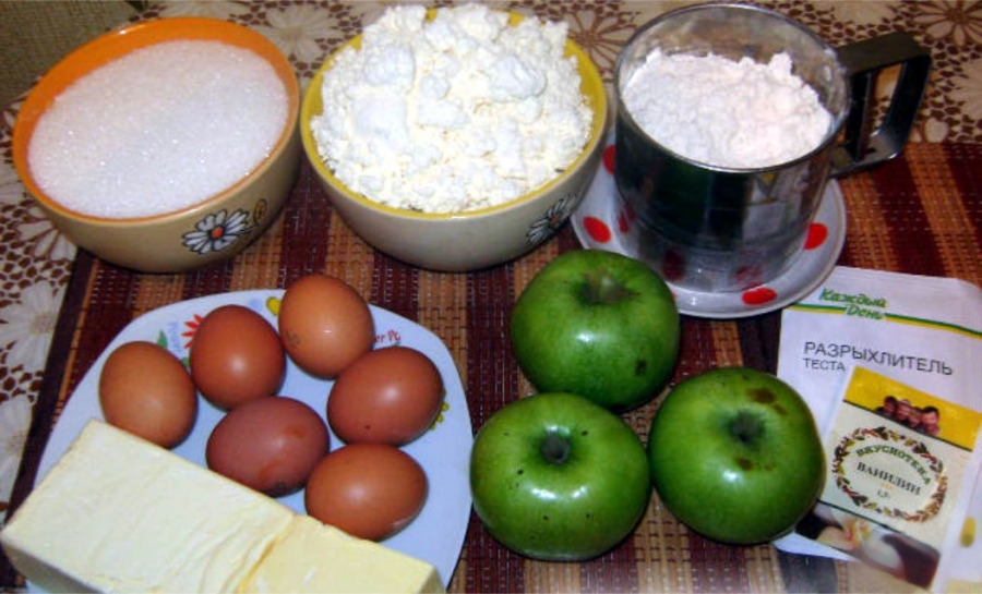 Рецепт Пирог с яблоками и творогом