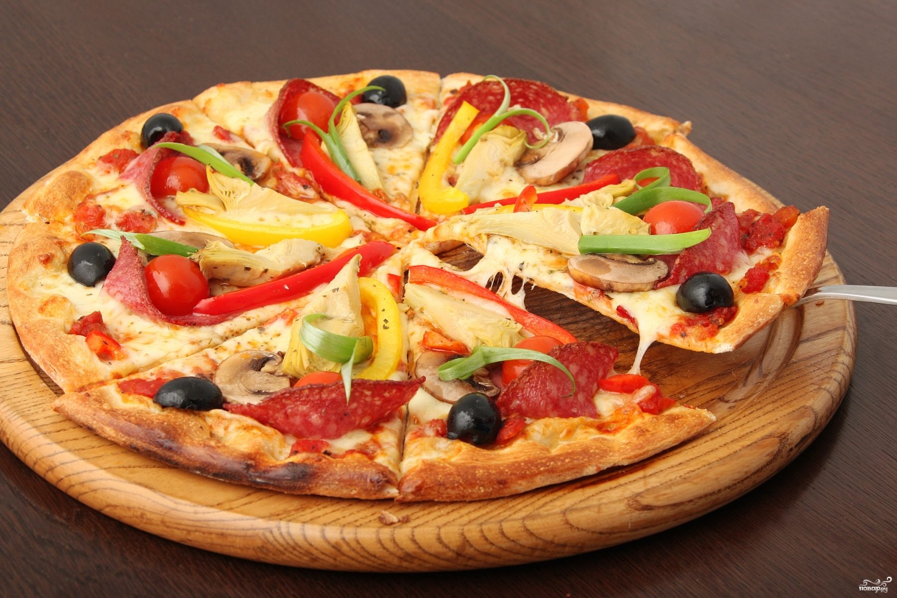 Рецепт Пицца с овощами и колбасой