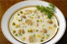 Сырный суп с шампиньонами и копченостями 