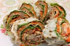 Рулет из лаваша с морковкой по-корейски
