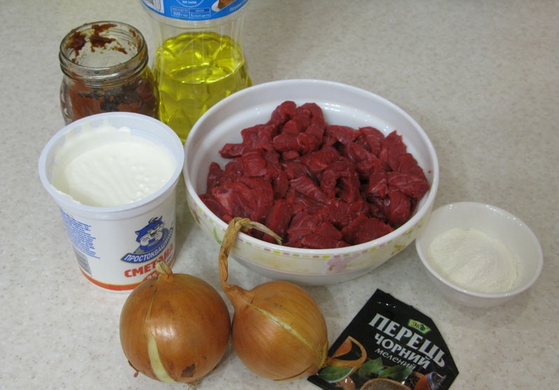 Рецепт Бефстроганов с томатной пастой