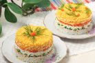 Салат Мимоза (рецепт с рисом)