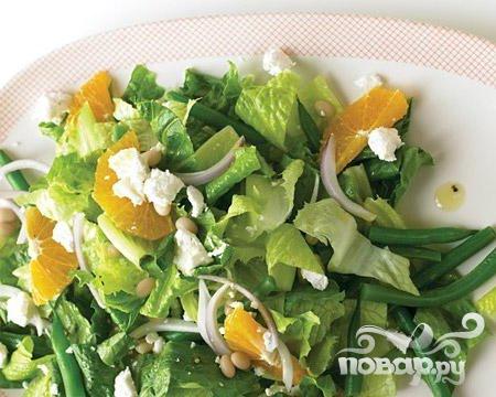 Рецепт Салат с зеленой фасолью и сыром фета