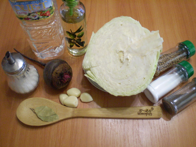 Рецепт Маринованная капуста со свеклой и чесноком