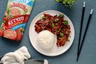 Соевое мясо по-монгольски с кетчупом Махеевъ