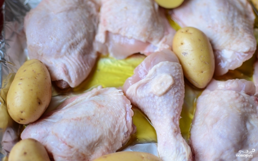 Рецепт Курица, запеченная с овощами в духовке