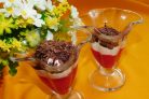 Творожно-сливочный десерт с малиновым пюре