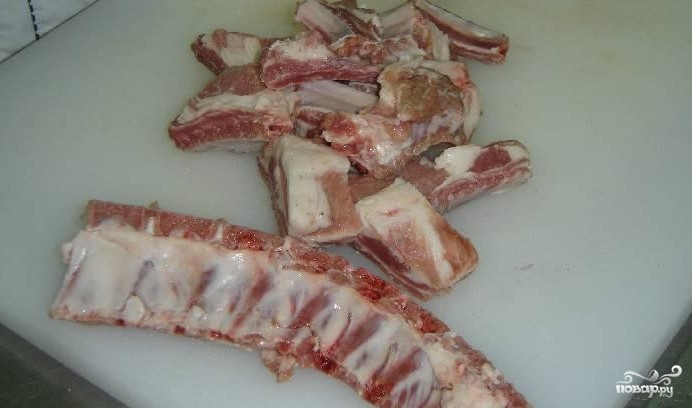 Рецепт Свиные ребрышки, тушеные с овощами