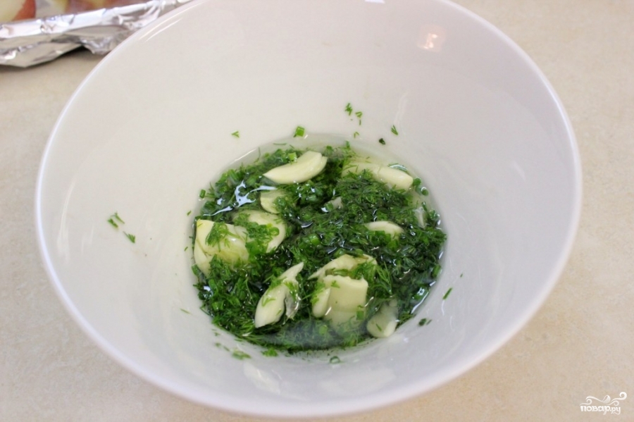 Рецепт Картофель, запеченный в духовке с зеленью