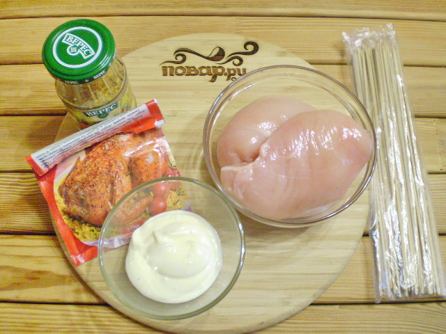 Рецепт Куриные шашлычки в духовке на шпажках