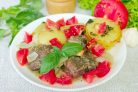 Баранина маринованная и запеченная в рукаве с овощами