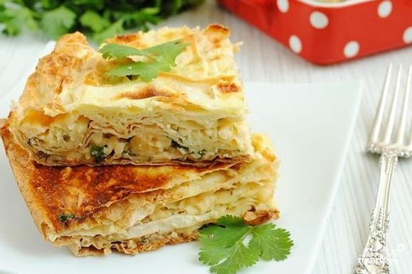 Рецепт Пирог из лаваша с сыром и зеленью