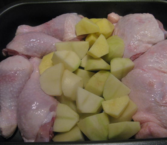 Рецепт Курица, тушенная с овощами и картошкой