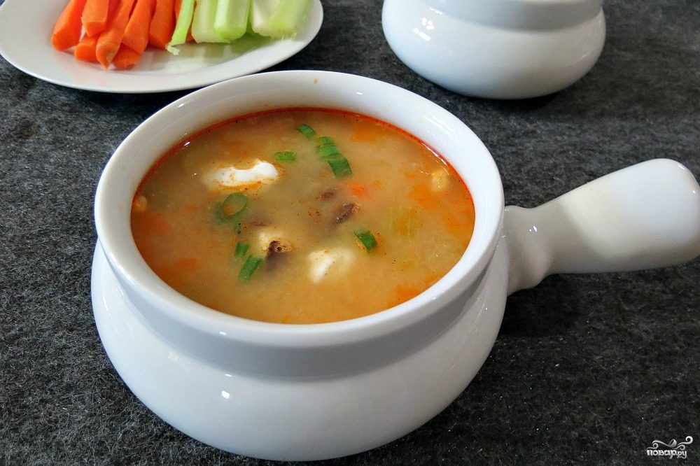 Рецепт Сырный суп с копченой курицей