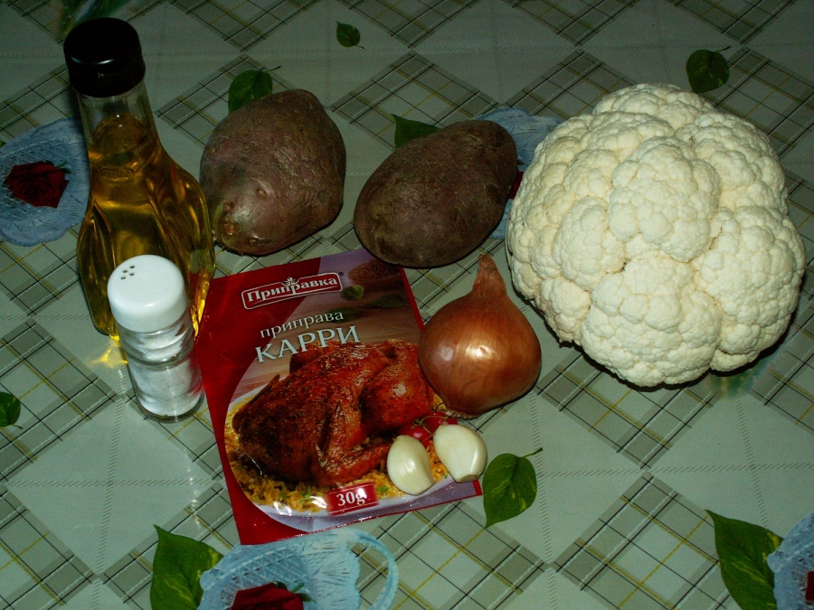 Рецепт Тушеная картошка с цветной капустой