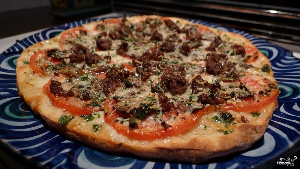 Рецепт Пицца с мясом и грибами