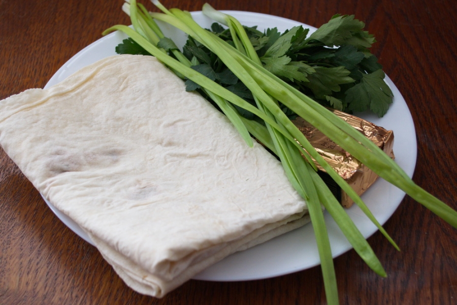 Рецепт Лаваш с плавленым сыром и зеленью