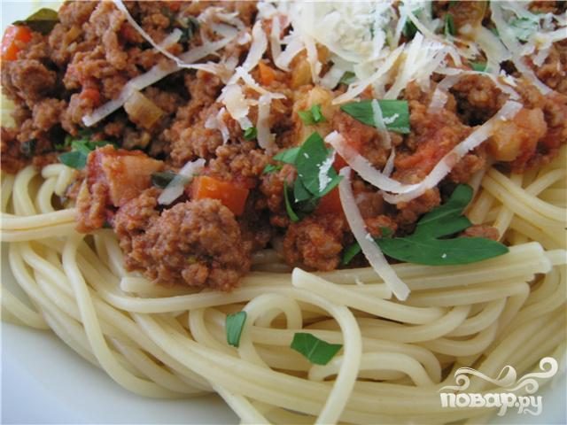 Рецепт Запеченные спагетти с говяжьим фаршем