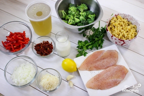 Рецепт Паста с курицей и овощами