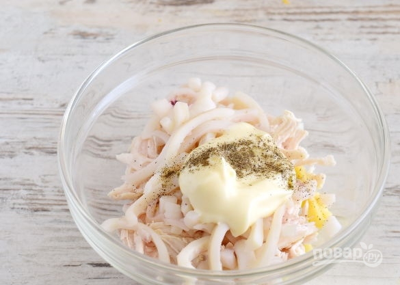 Вкусный рецепт салата из кальмаров