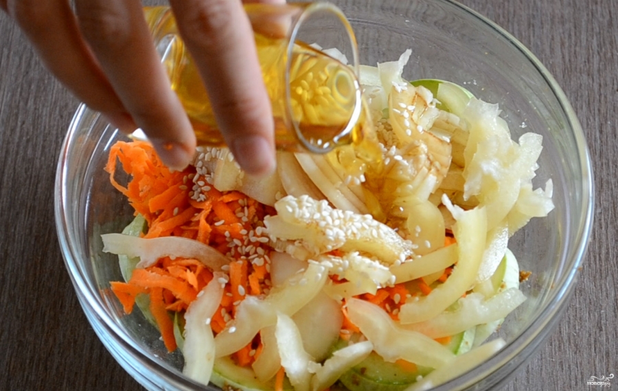 Кабачки по корейски быстрого приготовления рецепт с фото пошагово кружочками с чесноком и зеленью