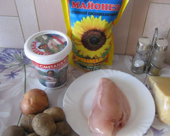 Рецепт Курица с картошкой и сыром