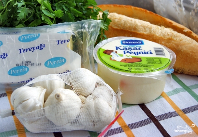 Рецепт Багет с сыром и чесноком