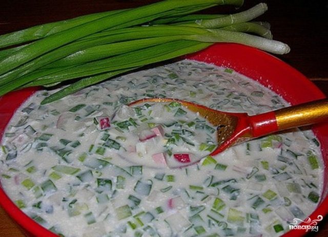 Рецепт Окрошка на сыворотке с колбасой