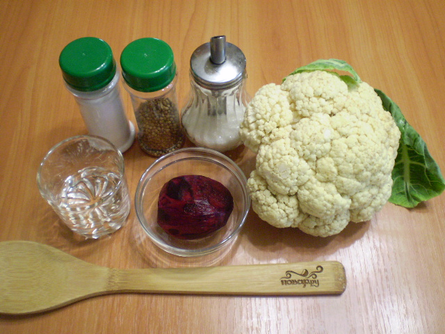 Рецепт Маринованная цветная капуста со свеклой