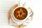 Куриный суп с овощами, грибами и печенкой