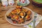 Баклажаны, запеченные с помидорами и грибами
