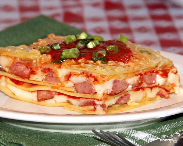 Рецепт Лазанья с сосиской