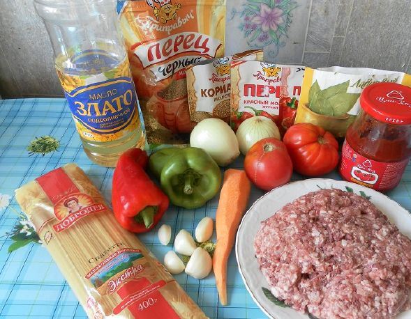 Рецепт Паста с фаршем и помидорами