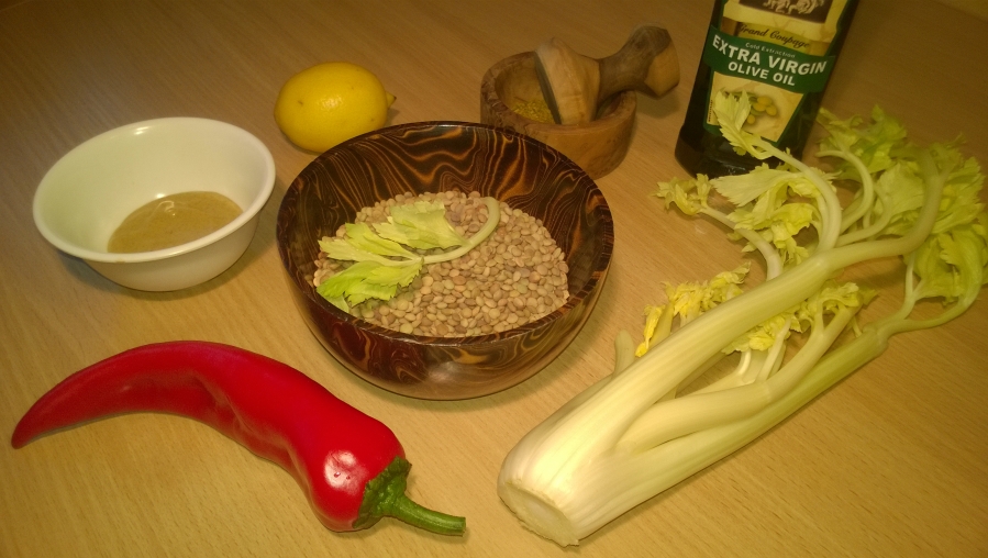 Рецепт Салат из зеленой чечевицы диетический