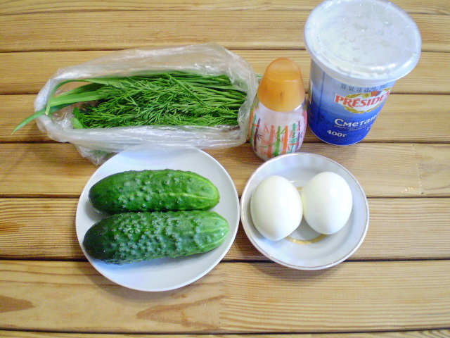 Рецепт Салат из яиц и огурцов